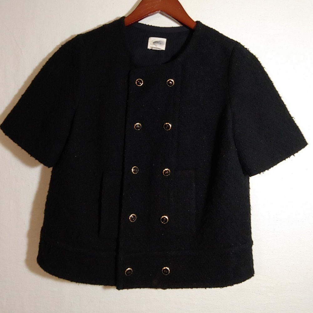 Anthropologie Idra tweed blazer sz 10 short sleeve